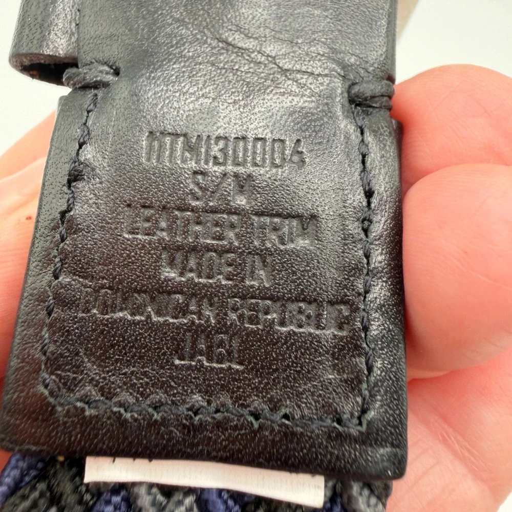 Tommy Bahama‎ Mens Braided Stretch Belt Navy Grey Black Leather Trim S/M
